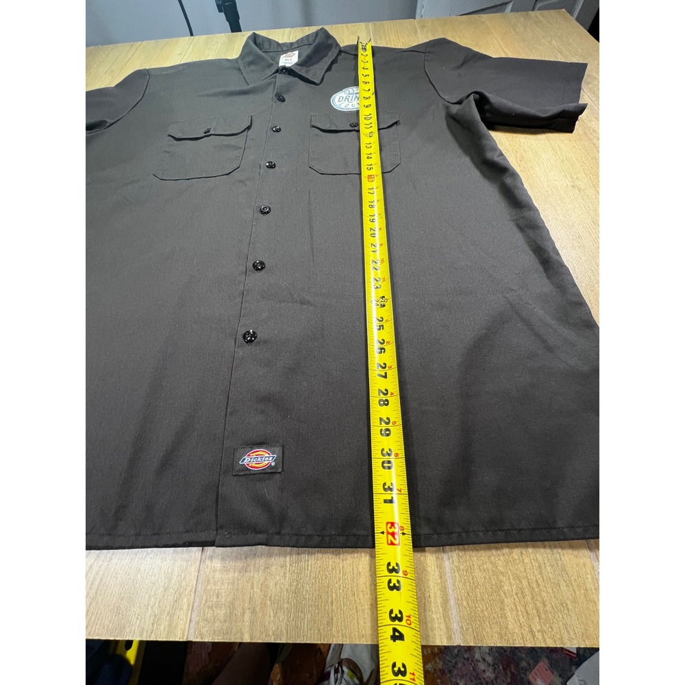 Dickies XLT Black Short Sleeve Work Shirt Drink Local Barrel Patch Mens - Picture 6 of 7